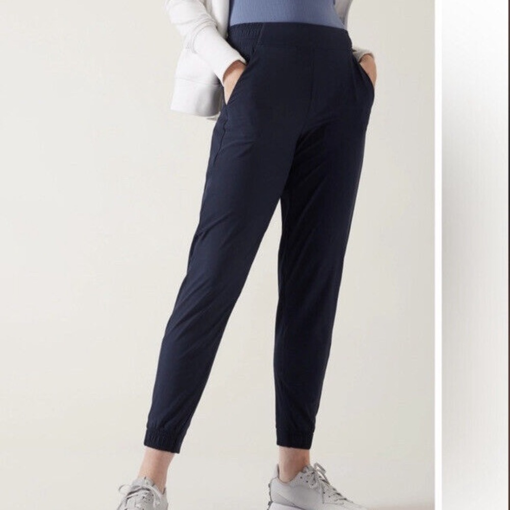 Athleta Blue Brooklyn Legacy Mid Rise Jogger Size 4 Rib Side Panel Lightweight